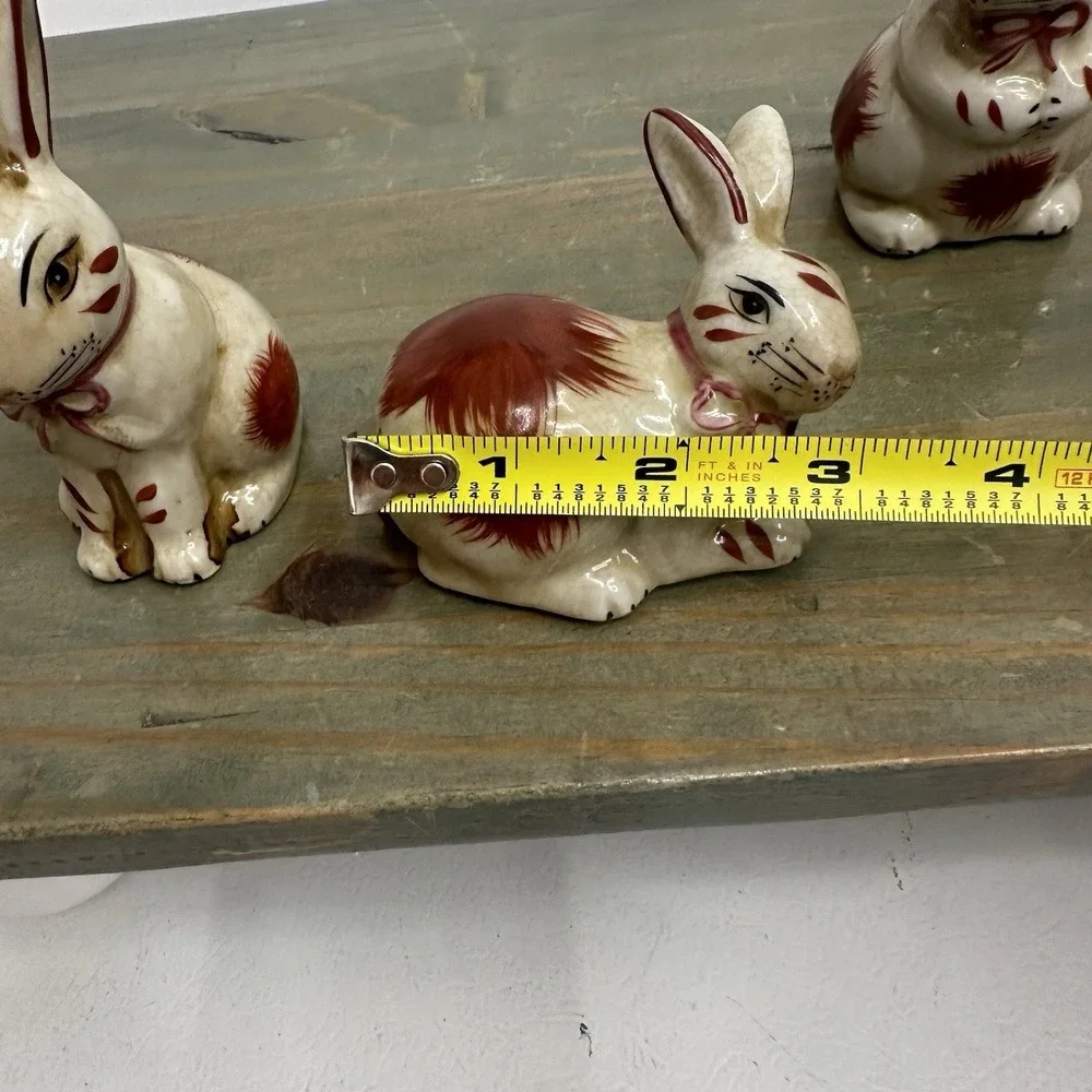 Lot Of 3 Staffordshire Style Bunny Rabbit Small Porcelain Figurine 3-4